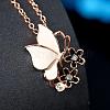 Elegant Real Rose Gold Plated Eco-Friendly Tin Alloy Czech Rhinestone Butterfly Necklaces For Women NJEW-BB13972-03-3