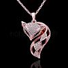 Trendy Real Rose Gold Plated Eco-Friendly Tin Alloy Czech Rhinestone Fox Pendant Necklaces For Women NJEW-BB13845-2