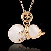 Real 18K Gold Plated Eco-Friendly Tin Alloy Cat Eye Calabash Pendant Necklaces NJEW-BB09555-G-2