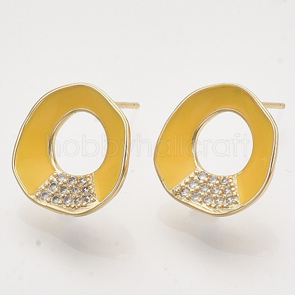 Brass Micro Pave Cubic Zirconia Stud Earring Findings X-KK-T054-36G-03-NF-1