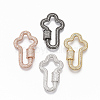Brass Micro Pave Clear Cubic Zirconia Screw Carabiner Lock Charms ZIRC-T010-09-1
