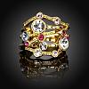Romantic Real 18K Gold Plated Tin Alloy Czech Rhinestone Wide Band Finger Ring RJEW-BB00991-02-2